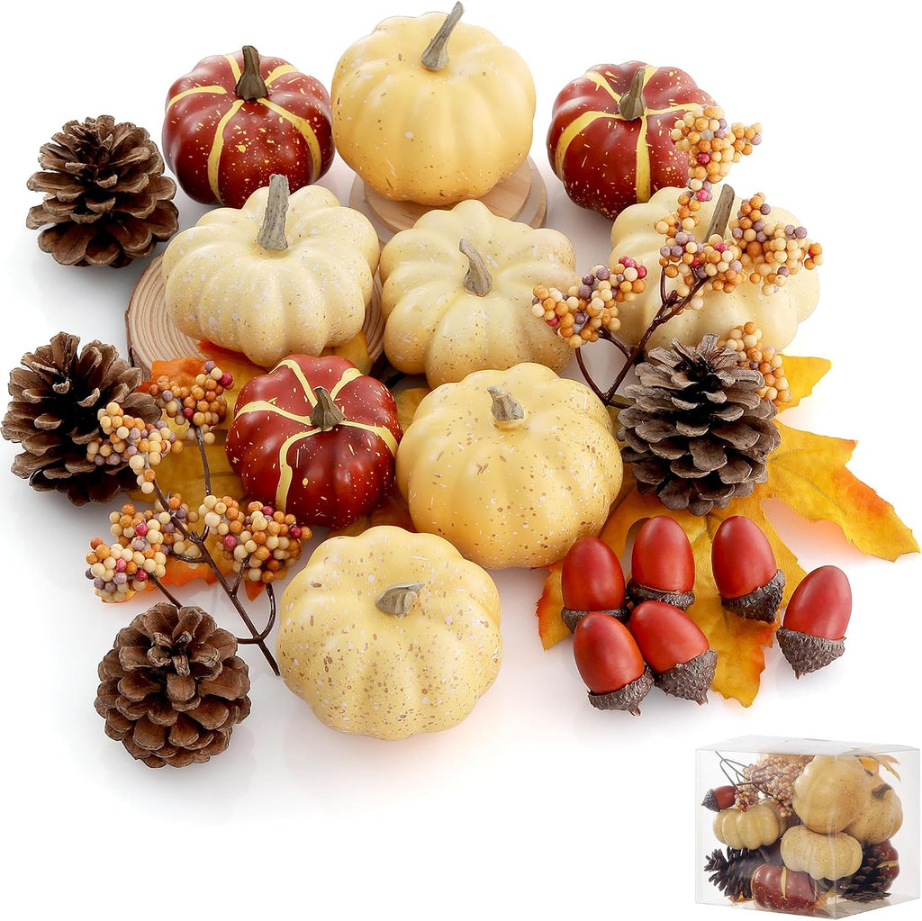 Pumpkin Decor Set, 23 PCS Fall Harvest Bowl Filler Decorations