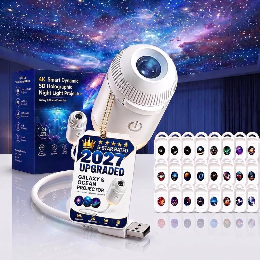 2027 Upgraded Hd Smart Dynamic 5d Holographic Night Light Projector, Plug