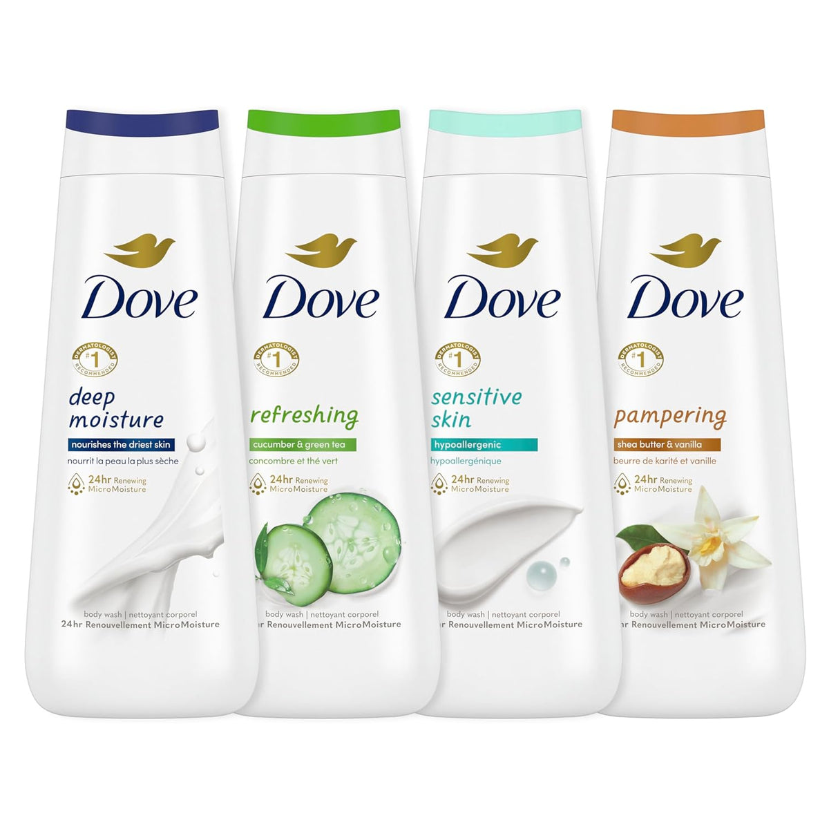 Dove Body Wash Deep Moisture, Sensitive Skin, Cucumber and Green Tea