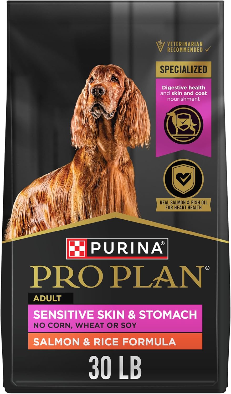 Purina Pro Plan Sensitive Skin and Stomach Dog Food Dry, Adult Salmon & Rice