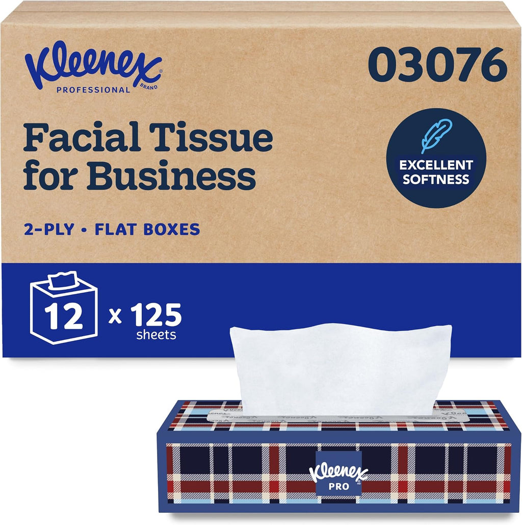 Kleenex Professional Facial Tissue, Bulk, 12 Boxes x 125 Tissues