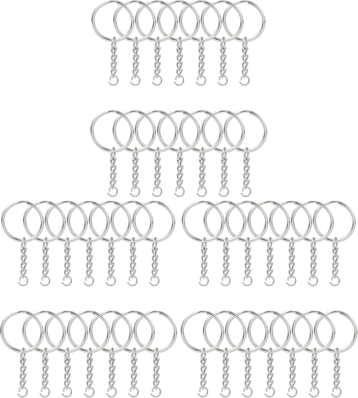 100PCS Split Key Ring Kit with Chains & Jump Rings