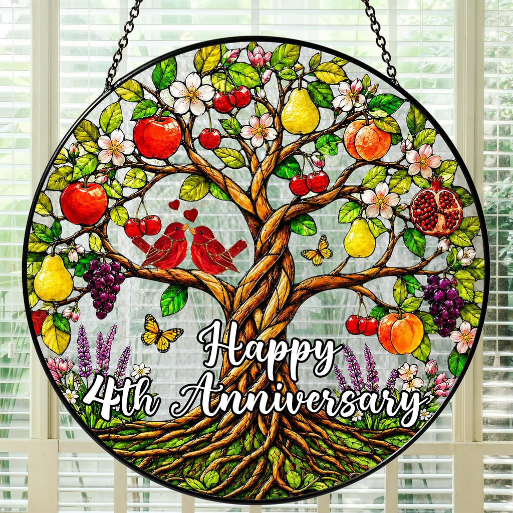 4th Anniversary Stained Glass Suncatcher - stained glass suncatchers for windows