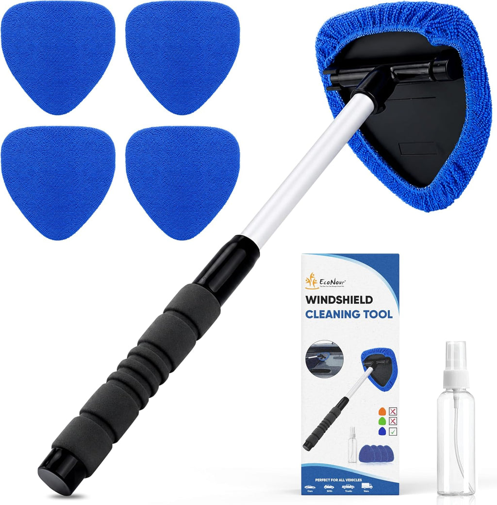 EcoNour Car Windshield Cleaning Tool Interior Glass Cleaning Tool with Microfiber Pad