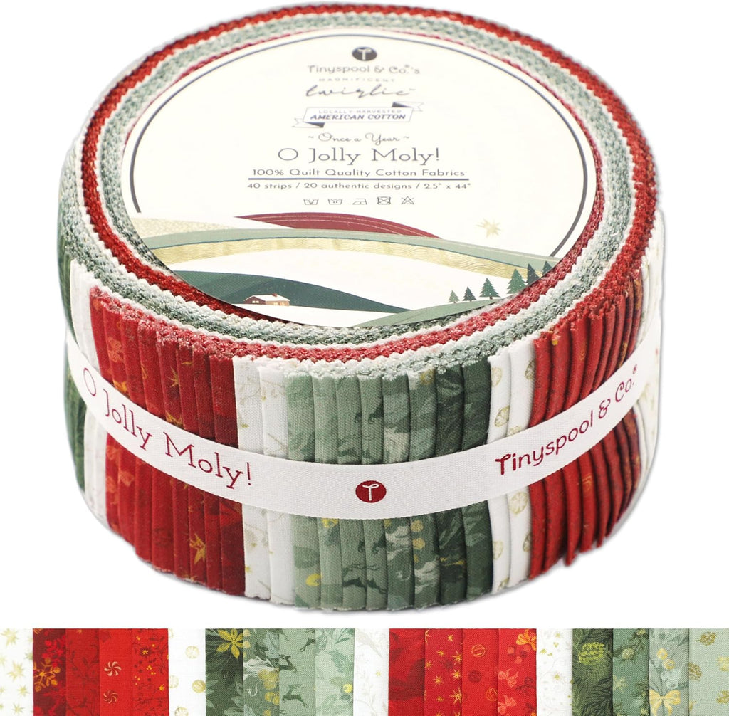 Tinyspool & Co.'s Twirlie Roll 40 Precut Quilting Fabric Strips for Quilting Supplies
