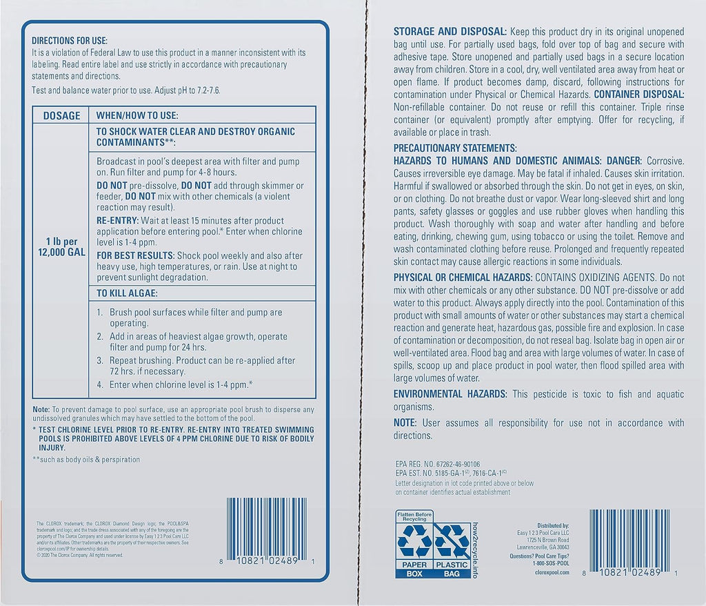 Clorox® Pool&Spa‰ã¢ Shock XTRABLUE® Plus, Kills Bacteria & Algae