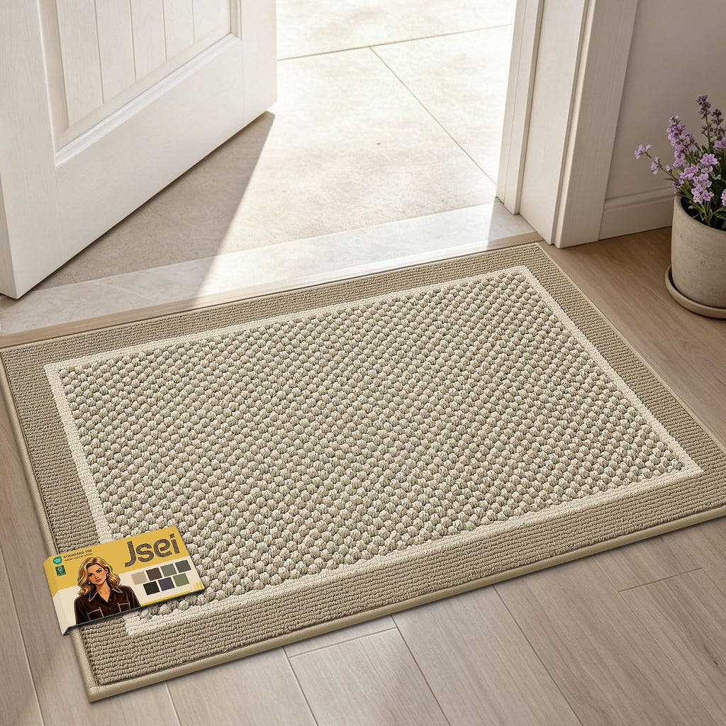 JSEI Dirt Trapper Door Mat 20"x32" , Non-Slip Doormat ,Beige