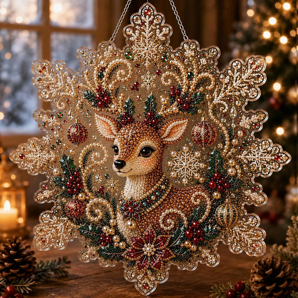 LJSCQF Christmas Pearl Diamond Painting Suncatcher Kit, DIY Craft - christmas pearl diamond painting art kit with frame