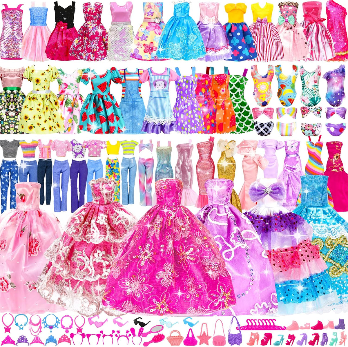 138 Pcs Doll Clothes and Accessories