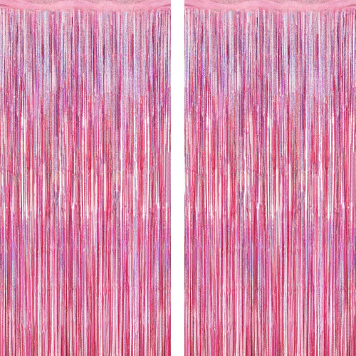2 Pack Glitter Pink Backdrop, 3.28 FT x 7.05 FT Birthday Party Decorations - glitter backdrop for birthday